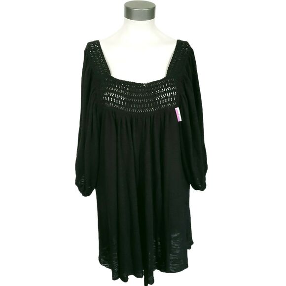 Intimately FREE PEOPLE Dancing In The Waves black oversized romper Size S NEW - Picture 1 of 10